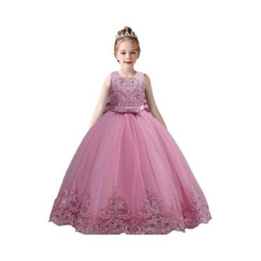 Imagem de Vestido De Casamento Bordado Com Laço Para Meninas De 3 a 12 Anos, Ves