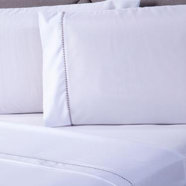 Imagem de Jogo De Cama Lençol Solteiro Essential Liso Branco Com Fronha 03 Peças - Percal Soft 200 Fios