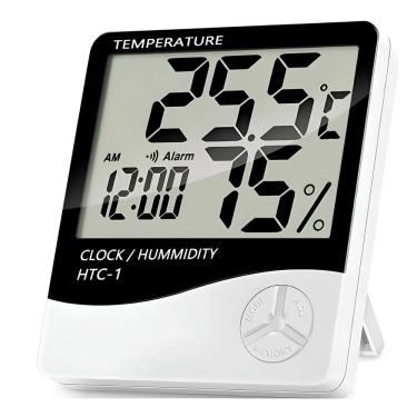 Imagem de Termômetro Higrômetro Digital Com Relógio – Monitoramento De Temperatura E Umidade