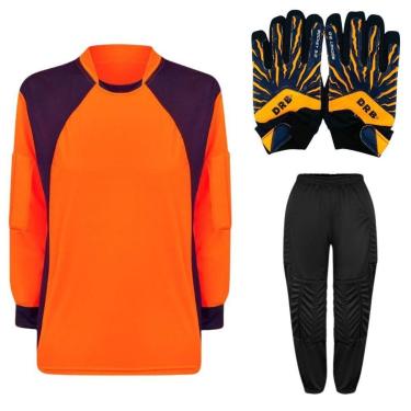Imagem de Kit de Goleiro Infantil Camisa + Calça Acolchoada + Luva-Unissex
