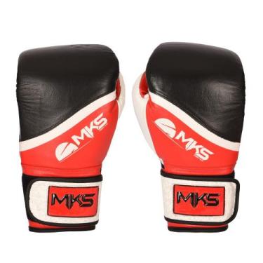 Imagem de Luva de Boxe Wave em Couro - - MKS, Preto, Vermelho, Branco, 14oz