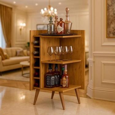 Imagem de Aparador com Adega Bebidas Pés Palito Fantasy cor Freijó - JM Casa dos