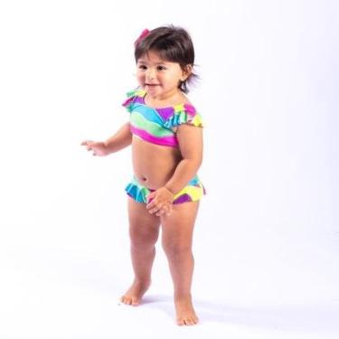 Imagem de Biquíni Infantil Ondas Coloridas Proteção UV 50+ Viva Flor-Feminino