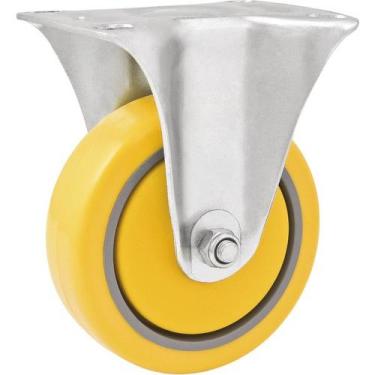 Imagem de Rodízio Fixo Industrial Leve 5", de Poliuretano e Pvc, Amarelo, Vonder