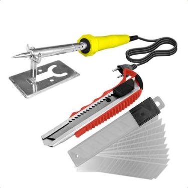 Imagem de Ferro de Solda 40W 127V com Estilete 18mm e 10 Lâmina de Precisão Kit 