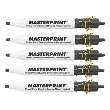 Imagem de Kit 5 Marcador Caneta Pincel Quadro Branco Lousa - Masterprint, Preto
