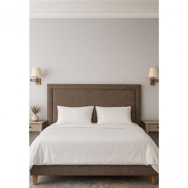 Imagem de Cabeceira Estofada Casal Debrum Não é Segredo Linho Marrom 140x120