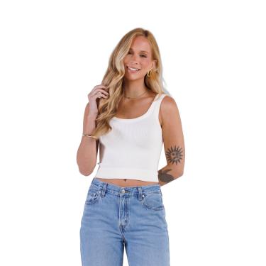 Imagem de Regata Cropped Altura Cós Sem Costura Canelada