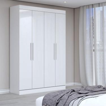Imagem de Guarda-Roupa Solteiro Splendore 4 Portas 2 Gavetas 100% Mdf Branco - Panorama Móveis