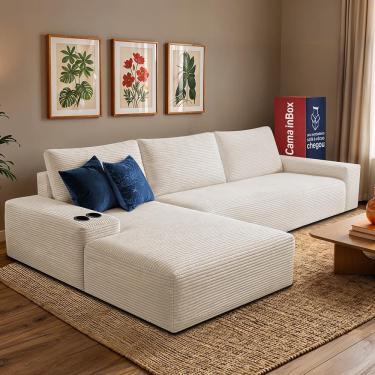Imagem de Sofá Modular Evo de 3 Lugares com Chaise Esq Evo. Two 2,70m Boost Tech em Velourê Cama...