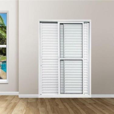 Imagem de Kit com 2 Portas Balcão de Alumínio 3 Folhas 210 X 160cm com Fechadura
