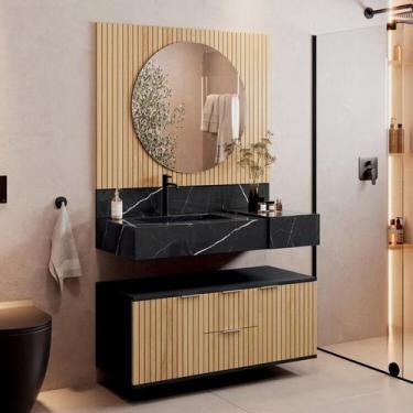 Imagem de Conjunto para Banheiro Bancada em Porcelanato com Cuba Esculpida, Armá