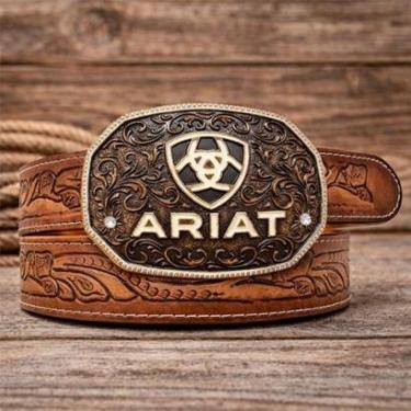 Imagem de Cinto de Couro Ariat Fivela Removivel Texturizado Premium Cowboy Rodeio Sertanejo Mulad...