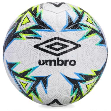 Imagem de Bola de Futebol Society Umbro Techno Branco Preto Limão e Azul-Unissex