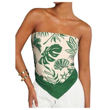 Imagem de Bandana sem alças com estampa gráfica Tube Top Floerns
