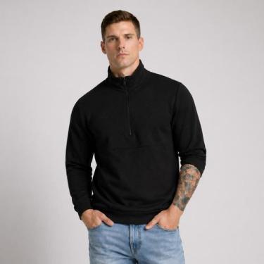 Imagem de Blusa Moletom Masculino com Zíper De Frio Forrada Casual Oversize De A