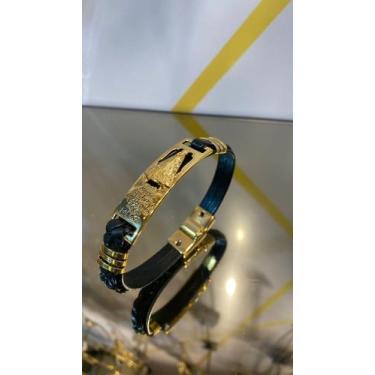 Imagem de Bracelete Preto com dourado nossa senhora - Rei Moa Acessórios 