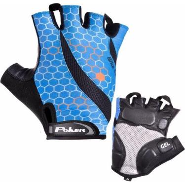 Imagem de Luva poker bike profissional em gel, M, Azul