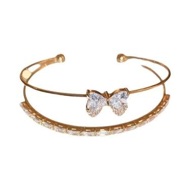 Imagem de Pulseira De Luxo Feminina Com Laço De Zircônia, Acessório Delicado E M