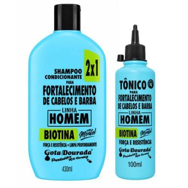 Imagem de Shampoo e Tonico Cabelo e Barba Linha Homem - Gota Dourada