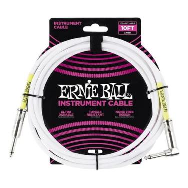 Imagem de Cabo ernie ball instrumentos 10 ft reto/l 3,05m p06049 white