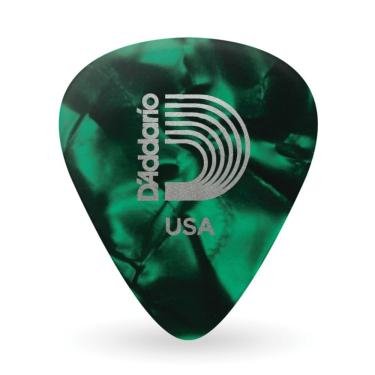 Imagem de Palheta Celulóide 1.25MM com 25 Unidades Timbre Quente e Encorpado Verde D'Addario 1CGP7-25
