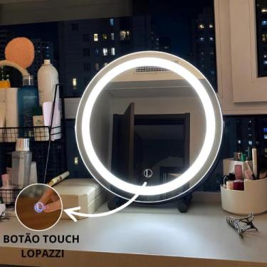 Imagem de Espelho Lopazzi de Mesa para Maquiagem com 3 LEDS Touch Penteadeira De