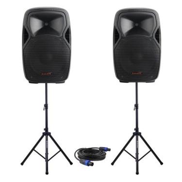 Imagem de Kit Premium Caixas Hayonik CPA15600 Ativa + Passiva + Tripé + Cabo