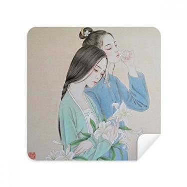 Imagem de Lily Flower Beauty — Óculos de pintura chinesa de tecido de camurça para limpeza de tela, pacote com 2