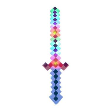 Imagem de Brinquedo Espada Pixel Minecraft 58Cm Som E Luz - Azul Nº29