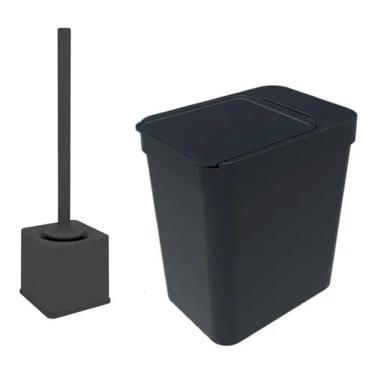 Imagem de Kit Banheiro Suporte Escova Sanitária + Lixeira 5 Litros Com Porta Saco - Soprano