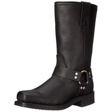 Imagem de Ad Tec RIDETECS Bota masculina de motocicleta de couro oleado resistente com tiras de arnês de 33 cm, preta – impermeável, bico macio e salto para motocross masculina, Preto, 11.5 Wide