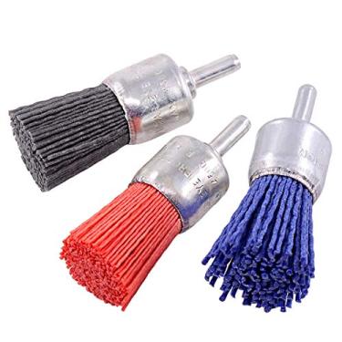 Imagem de Swpeet Kit de ponta de escova de arame abrasivo com filamento de nylon de 25 mm, 3 peças, haste de 0,6 cm, inclui grão grosso médio fino perfeito para remoção de ferrugem/corrosão/tinta – Quebra de fio reduzida
