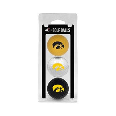 Imagem de Team Golf Bolas de golfe NCAA Iowa Hawkeyes tamanho regulamentado, pacote com 3, impressão colorida e durável do time