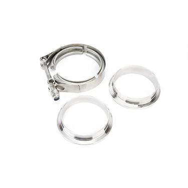 Imagem de Braçadeira de 3 polegadas V com flanges de aço inoxidável CNC – Perfeita para Turbo, Downpipes, Sistemas de escape – Vband SS de 3 polegadas, Kit de flange V-Band – Para tubos de exaustão de desempenho, tubulação inferior, cano baixo
