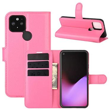 Imagem de HONGYAN Capa de telefone Para o Google Pixel 5 XL Litchi Texture Horizontal Flip Caixa Protetora com suporte e Card Slots & Carteira Capa protetora