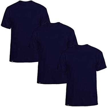 Imagem de Kit com 3 Camisetas Básicas Masculinas Slim Tee T-Shirt - Marinho - Marinho - Marinho - M