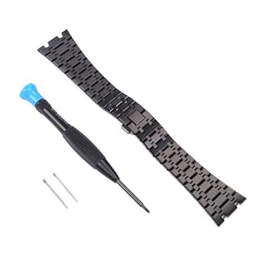 Imagem de TONECY Kit de modificação Pulseira de caixa de metal para Apple Watch Bands Series 8 Series 7 45mm Correa iWatch Band 44mm Borracha Pulseira Fecho de Pulseira (Cor: Cinto de Aço Preto)