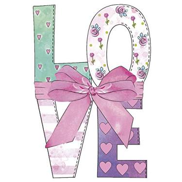 Imagem de Aplique MDF e Papel Litoarte 8 cm - Modelo APM8-985 Love Com Laço