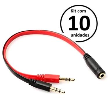 Imagem de Kit 10 Cabo de Aúdio Splitter P3 Femea X 2 P2 Macho Revenda Atacado