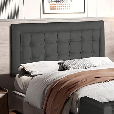 Imagem de Painel Cabeceira Estofada Mirk para Cama Casal 160 cm Cinza