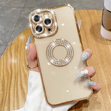 Imagem de Para iPhone 14 Pro Fashion Girl's Diamond Case Para iPhone 14 11 12 13 Pro Max 14 Plus Luxury Glitter Transparent TPU Soft Case, Gold, For iPhone 14 Pro