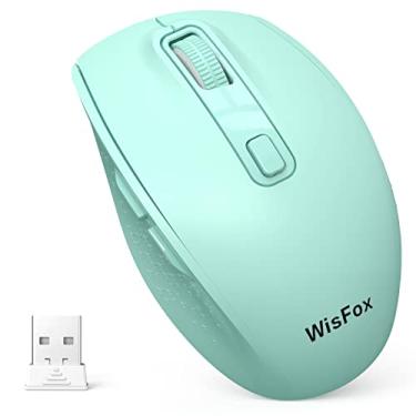 Imagem de WisFox Mouse Bluetooth, mouse sem fio silencioso vem com 2 modos (Bluetooth 3.0/5.0 + USB), mouse sem fio portátil multidispositivo para laptop, iPad, MacOS, PC, Windows, Android (verde menta)