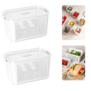 Imagem de Conjunto De 2 Potes GG Herméticos Slim Com Travas e Cesto Multiuso Cor: Branco