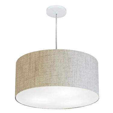 Imagem de Lustre Pendente Cilíndrico Cúpula Tecido 55x25 cm, Vivare Iluminação, Pendente4214 RST, Rustico Bege, Médio