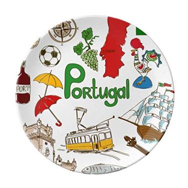 Imagem de Portugal Landscap Placa de bandeira nacional de porcelana decorativa Salver Prato de jantar