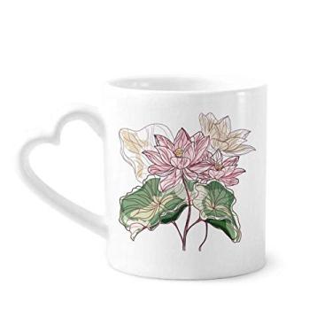 Imagem de Caneca de flor de lótus de flor de flor de lótus Caneca de cerâmica para copo de coração de vidro