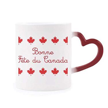 Imagem de Maple Leaf Happy Canada Day Caneca vermelha slogan sensível ao calor Caneca vermelha muda de cor