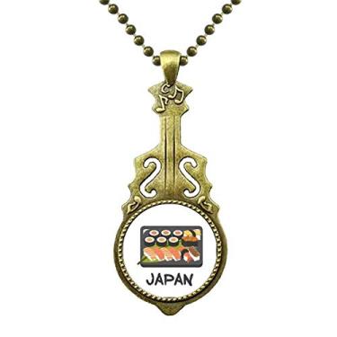Imagem de DIYthinker Colar tradicional de caixa de sushi japonesa com pingente de música de guitarra antiga