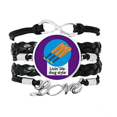 Imagem de OFFbb-USA Hip Hop Music Life Pursues Pulseira Amor Acessório de Couro Trançado Corda Pulseira Presente
